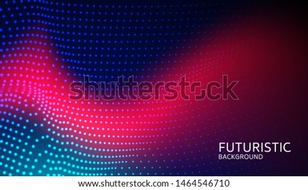 Abstract digital wave particle on blue background. Big data visualization concept. Vector Illsutration.
