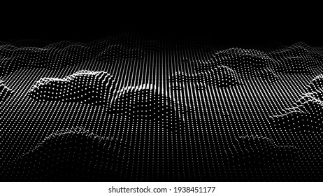 Abstract digital wave of particles. 3d futuristic background illustration. Digital background. Vector illustration