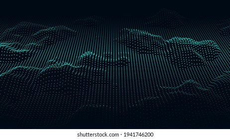 Abstract digital wave of particles. 3d futuristic background illustration. Digital background. Vector illustration