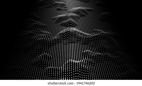 Abstract digital wave of particles. 3d futuristic background illustration. Digital background. Vector illustration