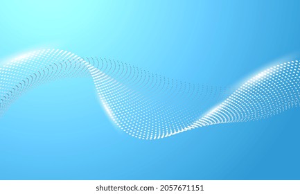Abstract digital wave of particles. Abstract dotted halftone wave, flow motion. Futuristic abstract metal white gradient dot wave line. Futuristic and technology illustration, modern element. Vector