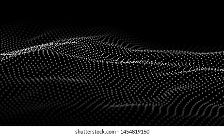 Abstract digital wave of particles. Futuristic point wave. Technology background vector. 3d.