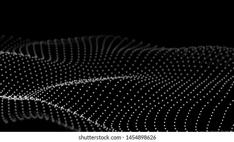 Abstract digital wave of particles. Futuristic point wave. Technology background vector. 3d.