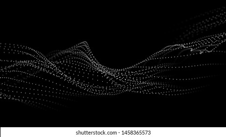 Abstrakte digitale Welle von Teilchen. Futuristische Punktwelle. Technologie, Hintergrund, Vektorgrafik. 3d.