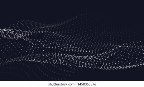 Abstract digital wave of particles. Futuristic point wave. Technology background vector. 3d.