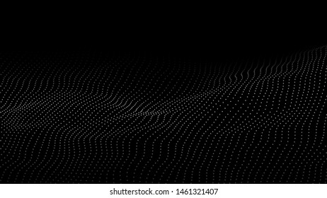 Abstract digital wave of particles. Futuristic point wave. Technology background vector.  Vector illustration