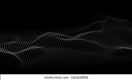 Abstract digital wave of particles. Futuristic point wave. Landscape background vector.  Vector illustration