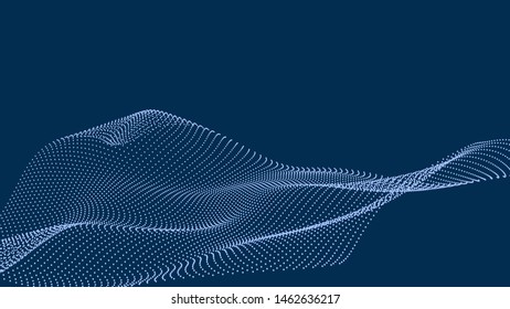 Abstract digital wave of particles. Futuristic point wave. Technology background vector.  Vector illustration