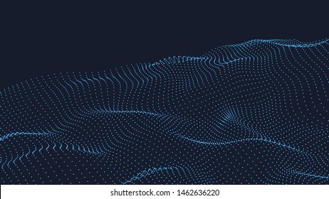 Abstract digital wave of particles. Futuristic point wave. Technology background vector.  Vector illustration