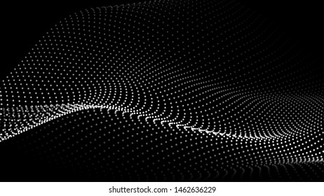 Abstract digital wave of particles. Futuristic point wave. Technology background vector.  Vector illustration