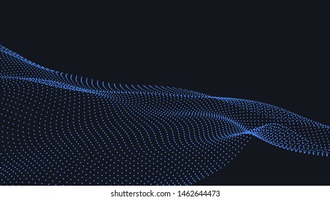 Abstract digital wave of particles. Futuristic point wave. Technology background vector.  Vector illustration
