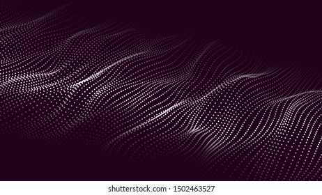 Abstract digital wave of particles. Futuristic point wave. Technology background vector. 3d.