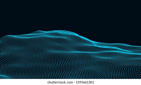 Abstract digital wave of particles. Futuristic point wave. Technology background vector. Vector illustration
