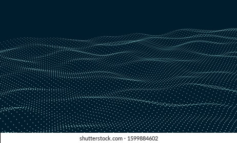 Abstract digital wave of particles. Futuristic point wave. Technology background vector. Vector illustration