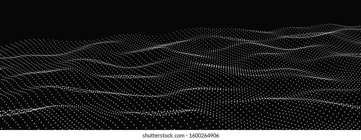 Abstract digital wave of particles. Futuristic point wave. Technology background vector. Vector illustration