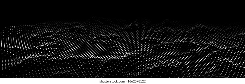 Ola digital abstracta de partículas. Ola puntera futurista. Vector de fondo tecnológico. Ilustración del vector