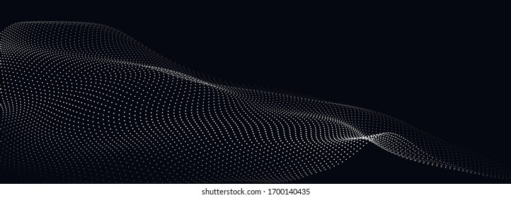 Abstrakte digitale Welle von Teilchen. Futuristische Punktwelle. Technologie-Hintergrund-Vektorillustration. Vektorillustration