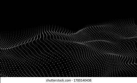 Abstract digital wave of particles. Futuristic point wave. Technology background vector. Vector illustration