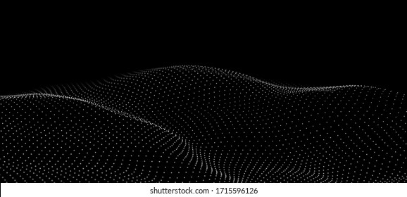 Abstract digital wave of particles. Futuristic point wave. Technology background vector. Vector illustration