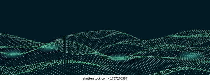 Resumen de la ola digital de partículas. Ola de punto futurista. Vector de fondo de tecnología. Ilustración del vector