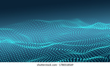 Resumen de la ola digital de partículas. Ola de punto futurista. Vector de fondo de tecnología. Ilustración del vector