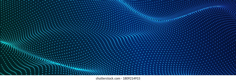 Abstract digital wave of particles. Futuristic point wave. Technology background vector. Vector illustration