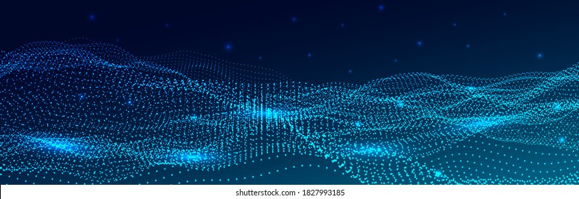 Abstract digital wave of particles. Futuristic point wave. Technology background vector. Vector illustration