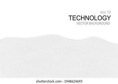 Resumen de la ola digital de partículas. Ola de punto futurista. Fondo tecnológico, fondo digital de ondas de malla de puntos. Ilustración del vector