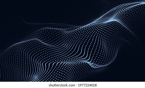 Abstract digital wave of particles. Futuristic point wave. Technology background vector. Vector illustration	