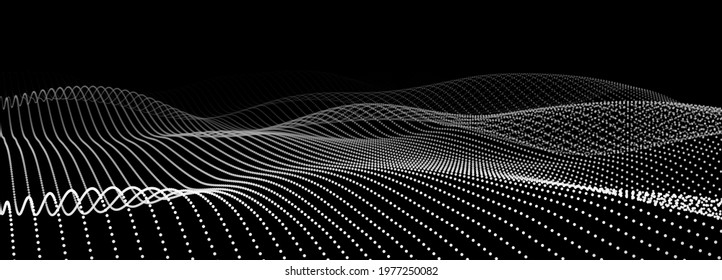 Abstract digital wave of particles. Futuristic point wave. Technology background vector. Vector illustration	