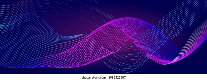 Abstract digital wave of particles. Futuristic point wave. Technology background vector. Vector illustration	