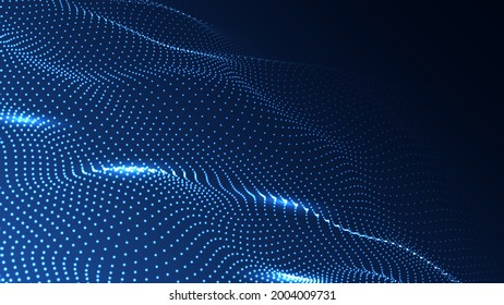 Abstract digital wave of particles. Futuristic point wave. Technology background vector. Vector illustration