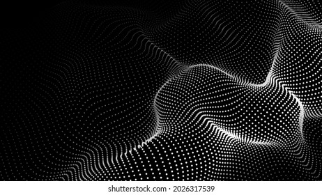 Abstract digital wave of particles. Futuristic point wave. Technology background vector. Vector illustration