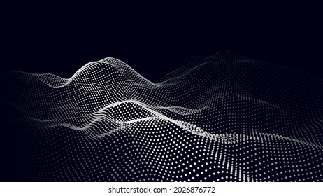 Abstract digital wave of particles. Futuristic point wave. Technology background vector. Vector illustration	