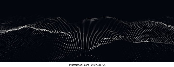 Abstract digital wave of particles. Futuristic point wave. Technology background vector. 3D rendering.