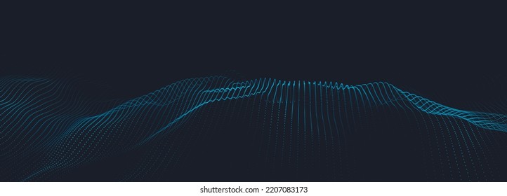 Abstract digital wave of particles. Futuristic point wave. Technology background vector. 3D rendering.