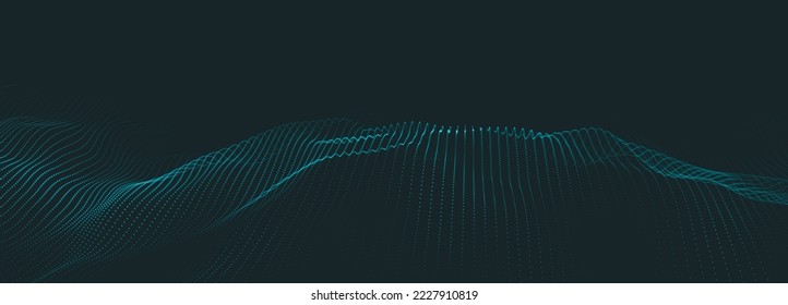 Resumen de la ola digital de partículas. Ola de punto futurista. Vector de fondo de tecnología. Representación 3D.
