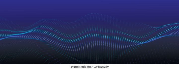 Abstract digital wave of particles. Futuristic point wave. Technology background vector. 3D rendering.