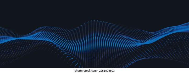 Abstrakte digitale Welle von Teilchen. Futuristische Punktwelle. Technologie, Hintergrund, Vektorgrafik. 3D-Darstellung.
