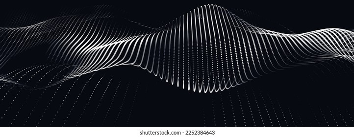 Abstract digital wave of particles. Futuristic point wave. Technology background vector. 3D rendering.