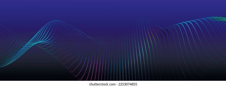 Resumen de la ola digital de partículas. Ola de punto futurista. Vector de fondo de tecnología. Representación 3D.