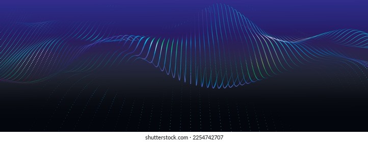 Abstract digital wave of particles. Futuristic point wave. Technology background vector. 3D rendering.