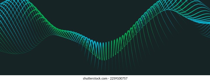 Abstract digital wave of particles. Futuristic point wave. Technology background vector. 3D rendering.