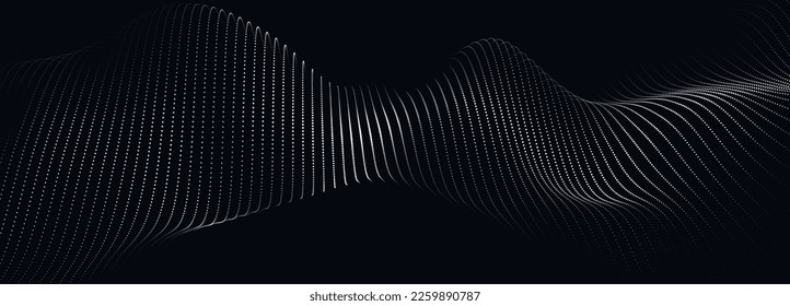 Abstract digital wave of particles. Futuristic point wave. Technology background vector. 3D rendering.