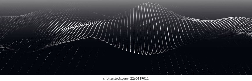 Abstract digital wave of particles. Futuristic point wave. Technology background vector. 3D rendering.