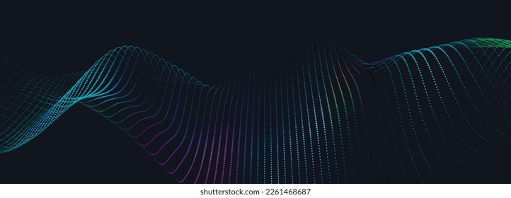 Abstract digital wave of particles. Futuristic point wave. Technology background vector. 3D rendering.