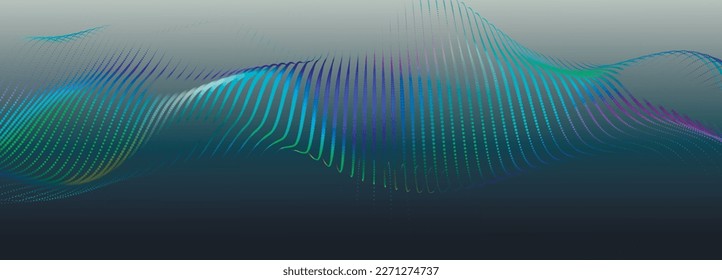 Resumen de la ola digital de partículas. Ola de punto futurista. Vector de fondo de tecnología. Representación 3D.