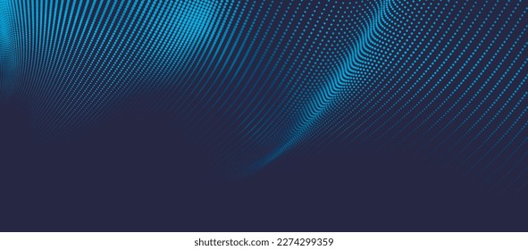 Abstract digital wave of particles. Futuristic point wave. Technology background vector. 3D rendering.