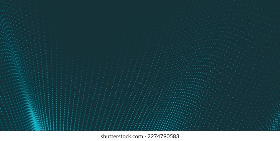 Resumen de la ola digital de partículas. Ola de punto futurista. Vector de fondo de tecnología. Representación 3D.