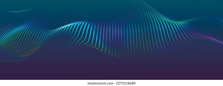 Abstract digital wave of particles. Futuristic point wave. Technology background vector. 3D rendering.